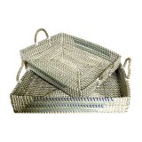 Bakkest DKD Home Decor Hvid Turkisbl Natur 48 x 38 x 15 cm (2 enheder) #1