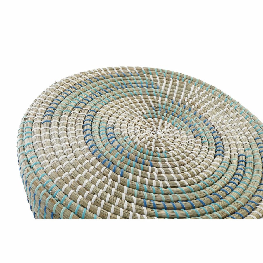 Fodsttte DKD Home Decor Natur Turkisbl Hvid Spanskrr Tropisk Havgrs (41 x 41 x 42 cm) #3