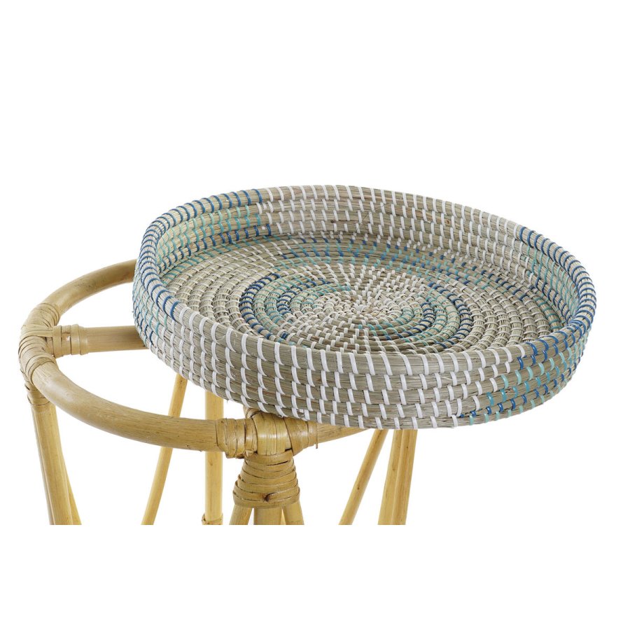 Fodsttte DKD Home Decor Natur Turkisbl Hvid Spanskrr Tropisk Havgrs (41 x 41 x 42 cm) #2