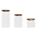 St med 3 Dser DKD Home Decor Akacie Borosilikatglas (1 L) (400 ml) (700 ml) (3 Dele) #1