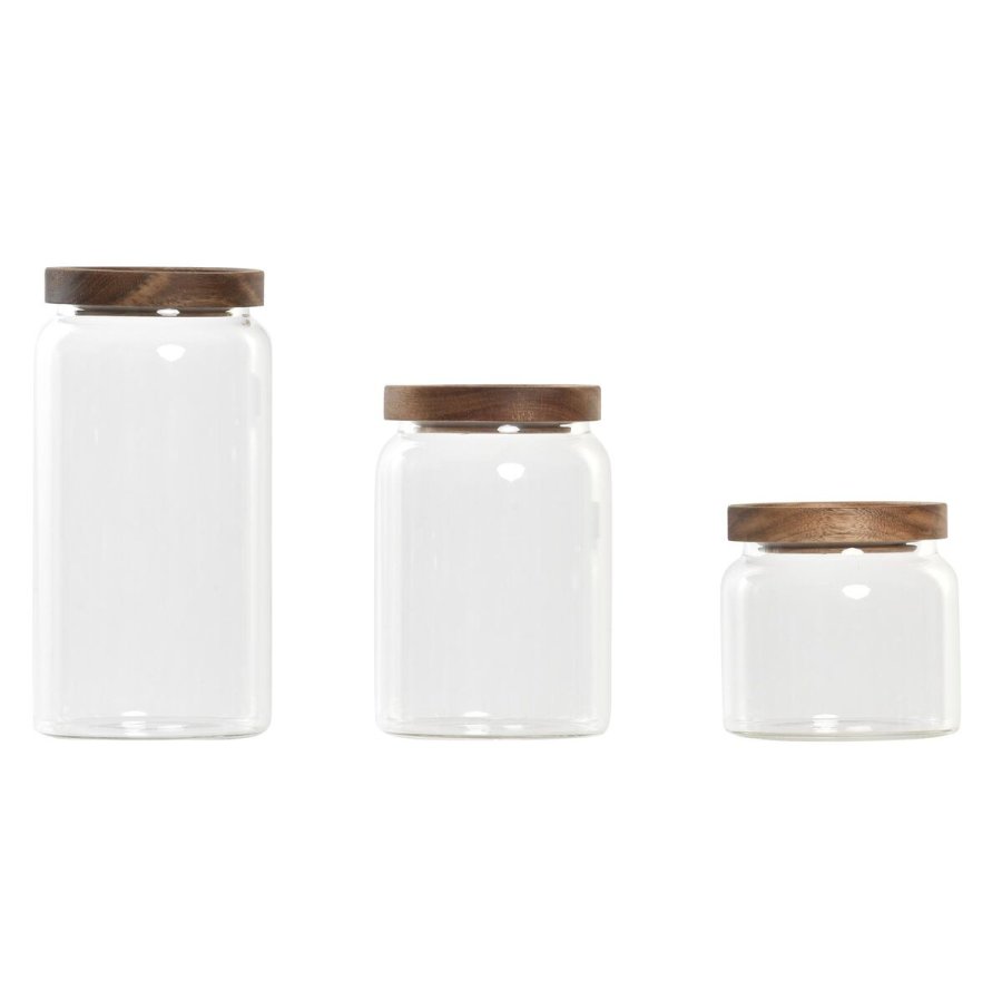 St med 3 Dser DKD Home Decor Akacie Borosilikatglas (1 L) (400 ml) (700 ml) (3 Dele) #1