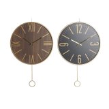 Vgur DKD Home Decor 40 x 4 x 40 cm Sort Brun Jern Fysisk pendul Tr MDF (2 enheder) #1