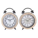 Namizna ura DKD Home Decor 25,8 x 8 x 32 cm Natur Hvid Jern Traditionel Tr MDF (2 enheder) #1