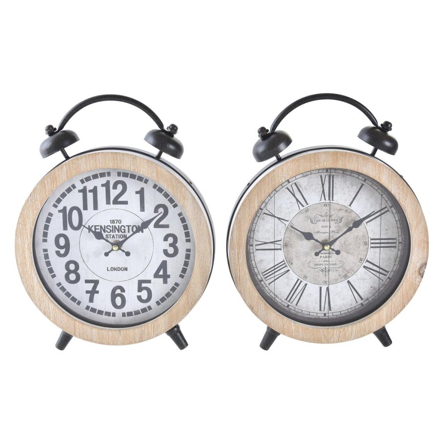 Namizna ura DKD Home Decor 25,8 x 8 x 32 cm Natur Hvid Jern Traditionel Tr MDF (2 enheder) #1
