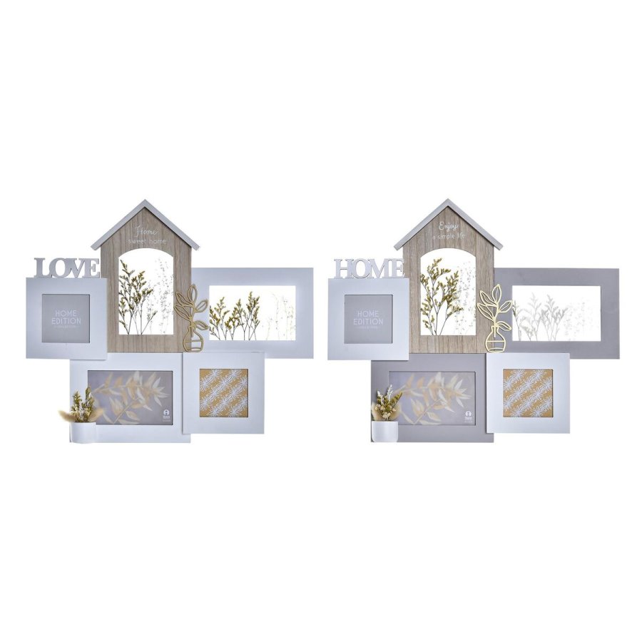 Fotoramme DKD Home Decor Love Home Tr Blomst Natur (46 x 3 x 39 cm) (2 enheder) #1