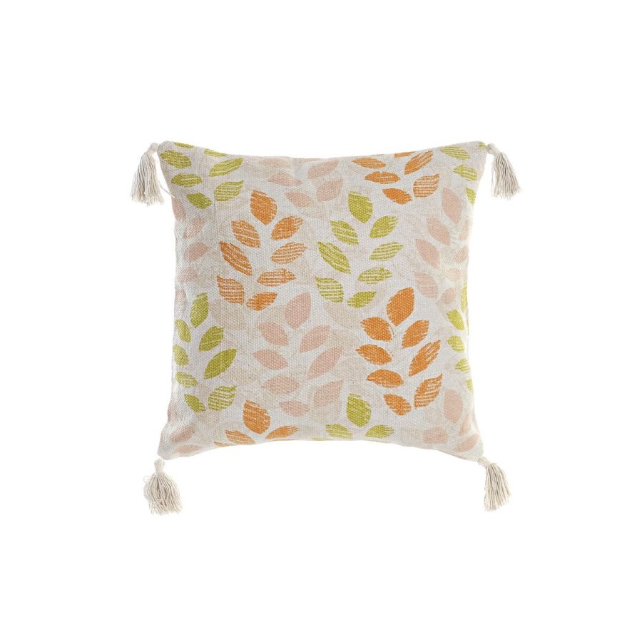 Pude DKD Home Decor Beige 45 x 10 x 45 cm Multifarvet Cvetlice Boho #1
