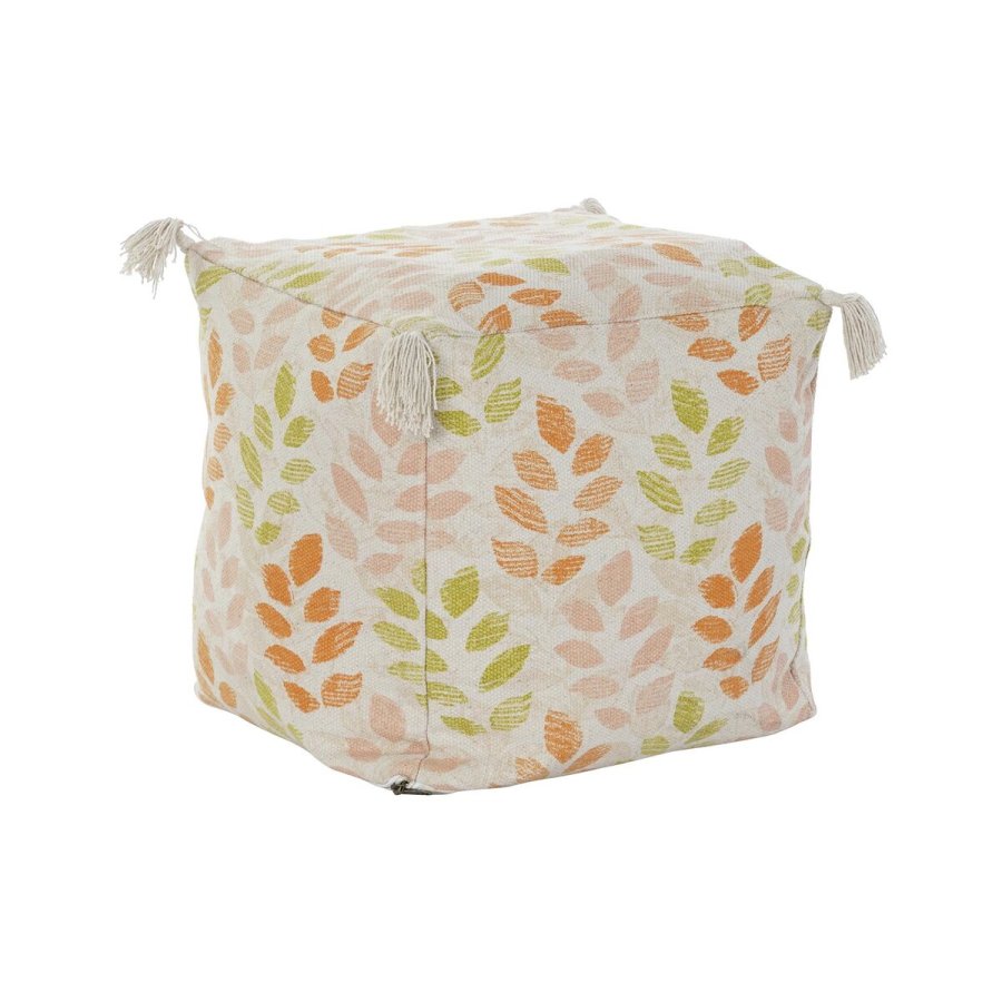 Floor cushion DKD Home Decor Beige Blad af en plante Shabby Chic 40 x 40 x 40 cm #1