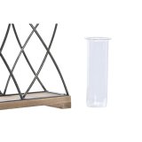 Vase DKD Home Decor Brun Sort Gennemsigtig Metal Krystal Paulonia tr 36,5 x 11,5 x 23,5 cm #2