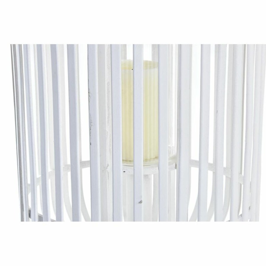 Lanterna DKD Home Decor Krystal Hvid Bambus (28 x 28 x 47 cm) #3
