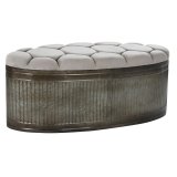 Stol DKD Home Decor   Beige Metal Polyester Mrkebrun (121 x 44 x 47,5 cm) #1