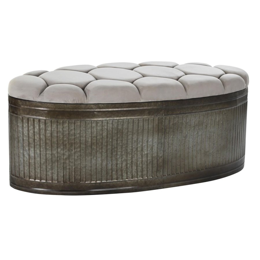 Stol DKD Home Decor   Beige Metal Polyester Mrkebrun (121 x 44 x 47,5 cm) #1