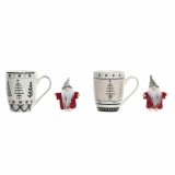 Krus DKD Home Decor Pink Sort Bone China Porceln (360 ml) (2 enheder) #1