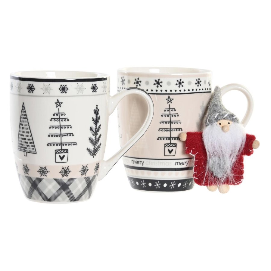 Krus DKD Home Decor Pink Sort Bone China Porceln (360 ml) (2 enheder) #4