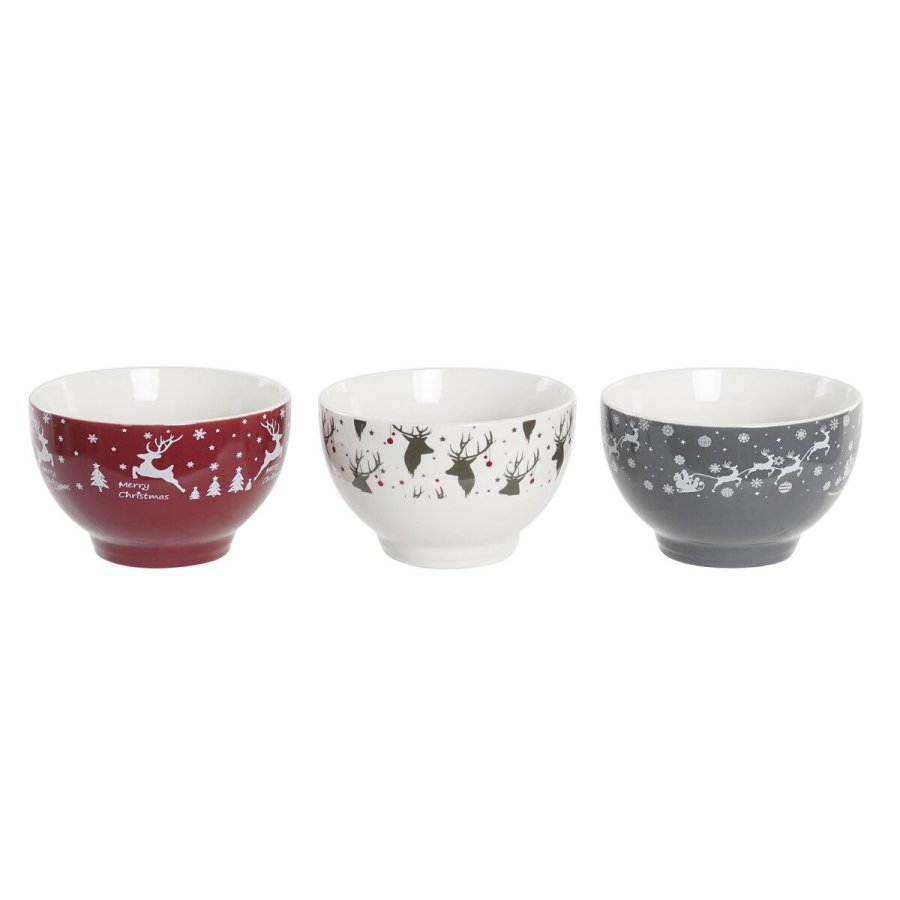 Sklst DKD Home Decor Hvid Rd Gr Porceln 500 ml 13 x 13 x 8 cm (3 enheder) #7