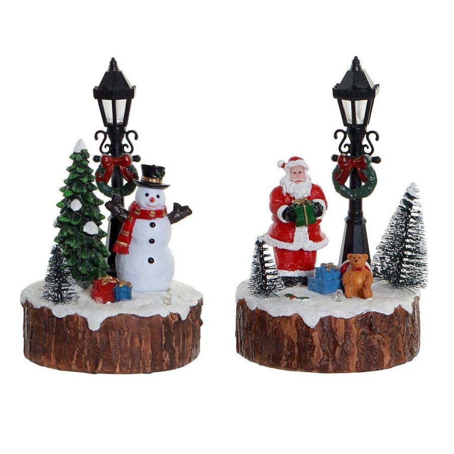 Dekorativ figur DKD Home Decor LED Lys Harpiks Sne dukke (9 x 9 x 13 cm) (2 enheder) #1