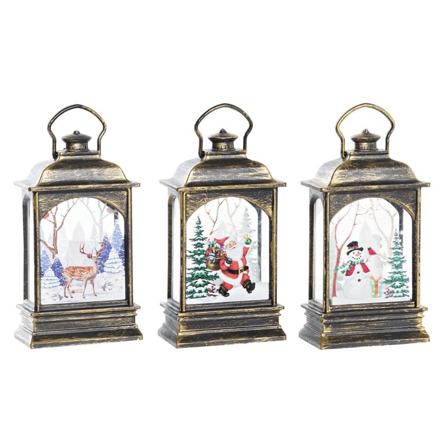 Lysdekoration DKD Home Decor Jul Sort Gylden (7 x 4 x 13,5 cm) (3 enheder) #1