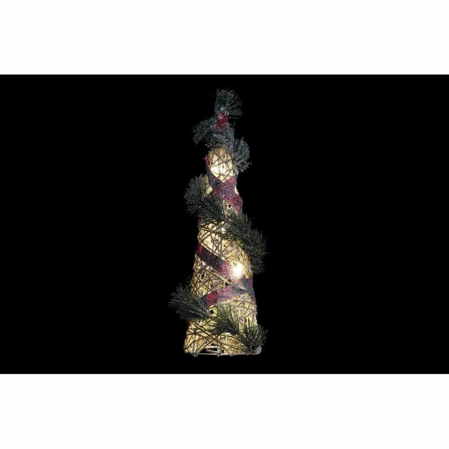 Indretning DKD Home Decor Kegler Jul LED Rd Grn Natur snefald 20 x 20 x 80 cm (3 Dele) #13