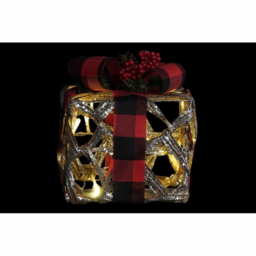 Spil med Dekorative sker DKD Home Decor LED Slvfarvet Sort Rd Rd/Sort Spanskrr Skinne 25 x 25 x 30 cm (3 Dele) #13