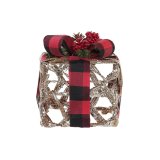 Spil med Dekorative sker DKD Home Decor LED Slvfarvet Sort Rd Rd/Sort Spanskrr Skinne 25 x 25 x 30 cm (3 Dele) #9