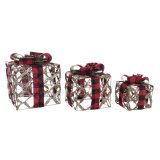 Spil med Dekorative sker DKD Home Decor LED Slvfarvet Sort Rd Rd/Sort Spanskrr Skinne 25 x 25 x 30 cm (3 Dele) #1