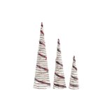 Indretning DKD Home Decor Kegler Jul LED Hvid Sort Rd Natur Slvfarvet 20 x 20 x 80 cm (3 Dele) #1