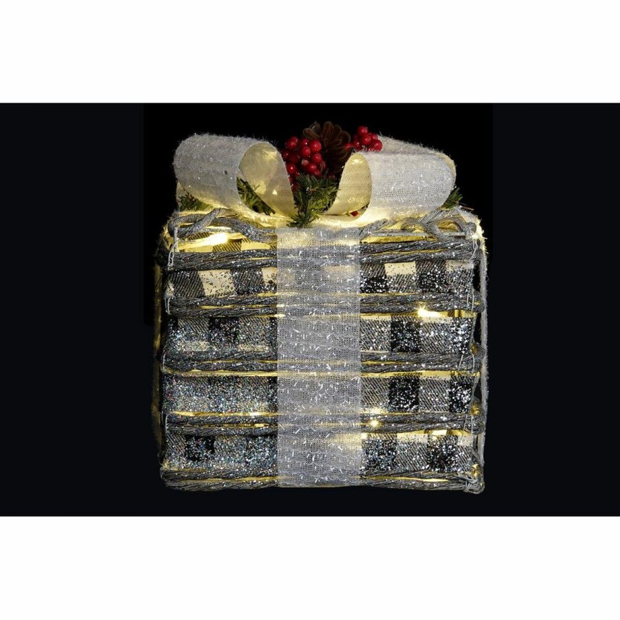 Spil med Dekorative sker DKD Home Decor LED Hvid Rd Grn Slvfarvet Metal snefald 25 x 25 x 29 cm (3 Dele) #13
