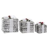 Spil med Dekorative sker DKD Home Decor LED Hvid Rd Grn Slvfarvet Metal snefald 25 x 25 x 29 cm (3 Dele) #1