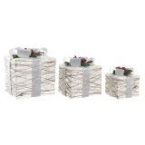 Spil med Dekorative sker DKD Home Decor LED Hvid Slvfarvet 25 x 25 x 28 cm (3 Dele) #1
