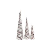 Indretning DKD Home Decor Kegler Jul LED Hvid Sort Rd Natur snefald 20 x 20 x 80 cm (3 Dele) #1