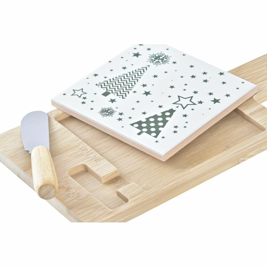 St til appetizere DKD Home Decor Hvid Grn Bambus Stentj (21,5 x 11,8 x 1,5 cm) #10