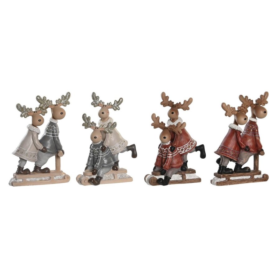 Julepynt DKD Home Decor Harpiks Rensdyr (13 x 6 x 18 cm) (4 enheder) #1