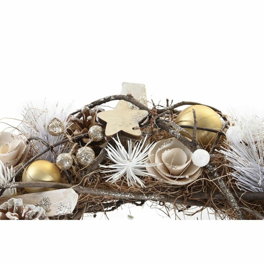 Adventskrans DKD Home Decor Natur Gylden Brun Ananas (34 x 34 x 8 cm) #9