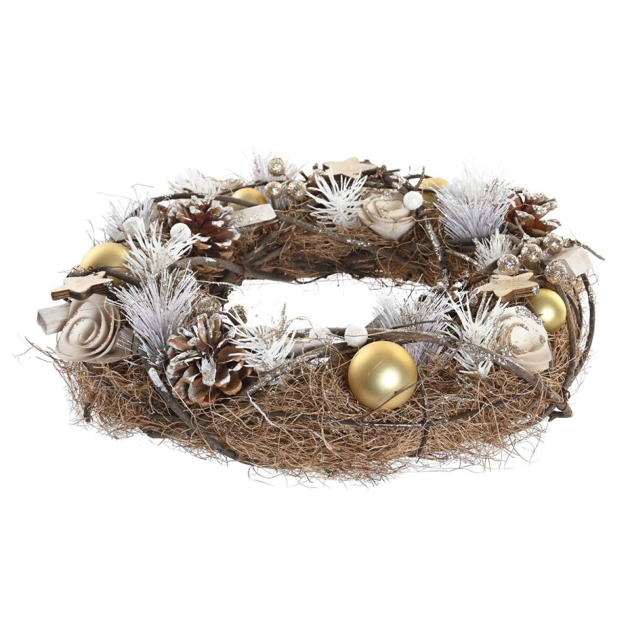 Adventskrans DKD Home Decor Natur Gylden Brun Ananas (34 x 34 x 8 cm) #5