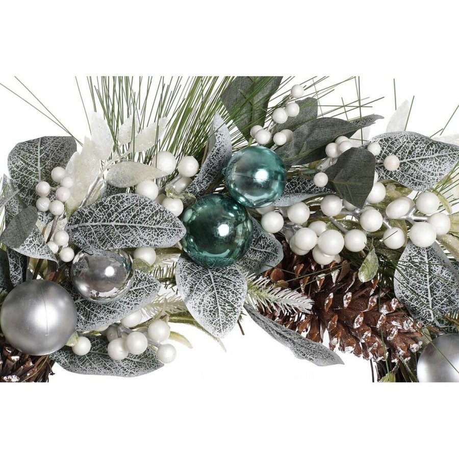 Adventskrans DKD Home Decor Bl Slvfarvet PVC 60 x 60 x 12 cm #5