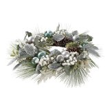 Adventskrans DKD Home Decor Bl Slvfarvet PVC 60 x 60 x 12 cm #9