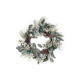 Adventskrans DKD Home Decor Bl Slvfarvet PVC 60 x 60 x 12 cm #1