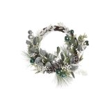 Adventskrans DKD Home Decor Bl Hvid Brun PVC 60 x 60 x 12 cm #1