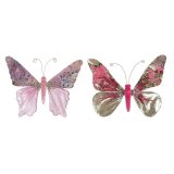 Julepynt DKD Home Decor Polyester Sommerfugl (22 x 3 x 18 cm) (2 enheder) #1