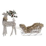 Julepynt DKD Home Decor Rensdyr Hvid Brun flet 58 x 30 x 30 cm (3 Dele) #1