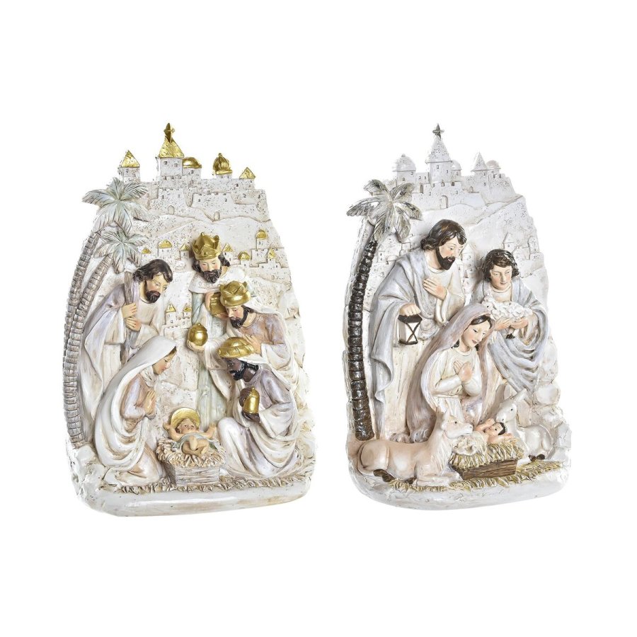 Betlehem dekoration DKD Home Decor Gylden Fldefarvet Harpiks Multifarvet (18 x 9 x 25,5 cm) (2 enheder) #1