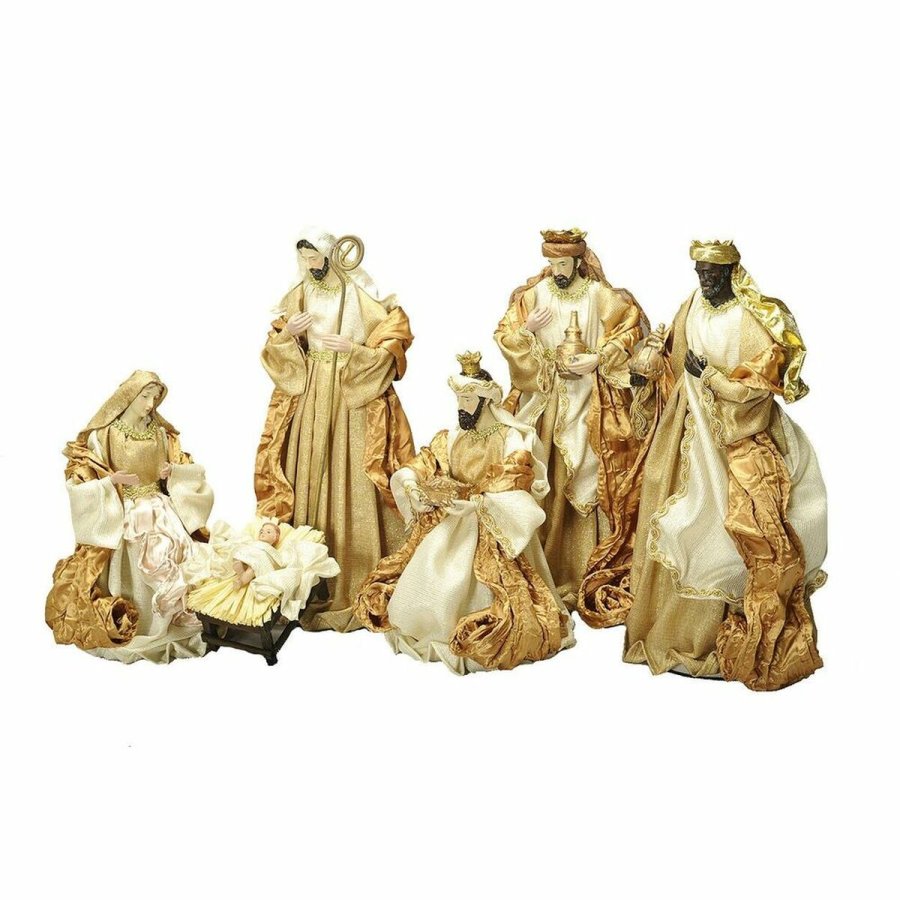 Betlehem dekoration DKD Home Decor Gylden Krone 30 x 5 x 30 cm 50 x 5 x 50 cm #9