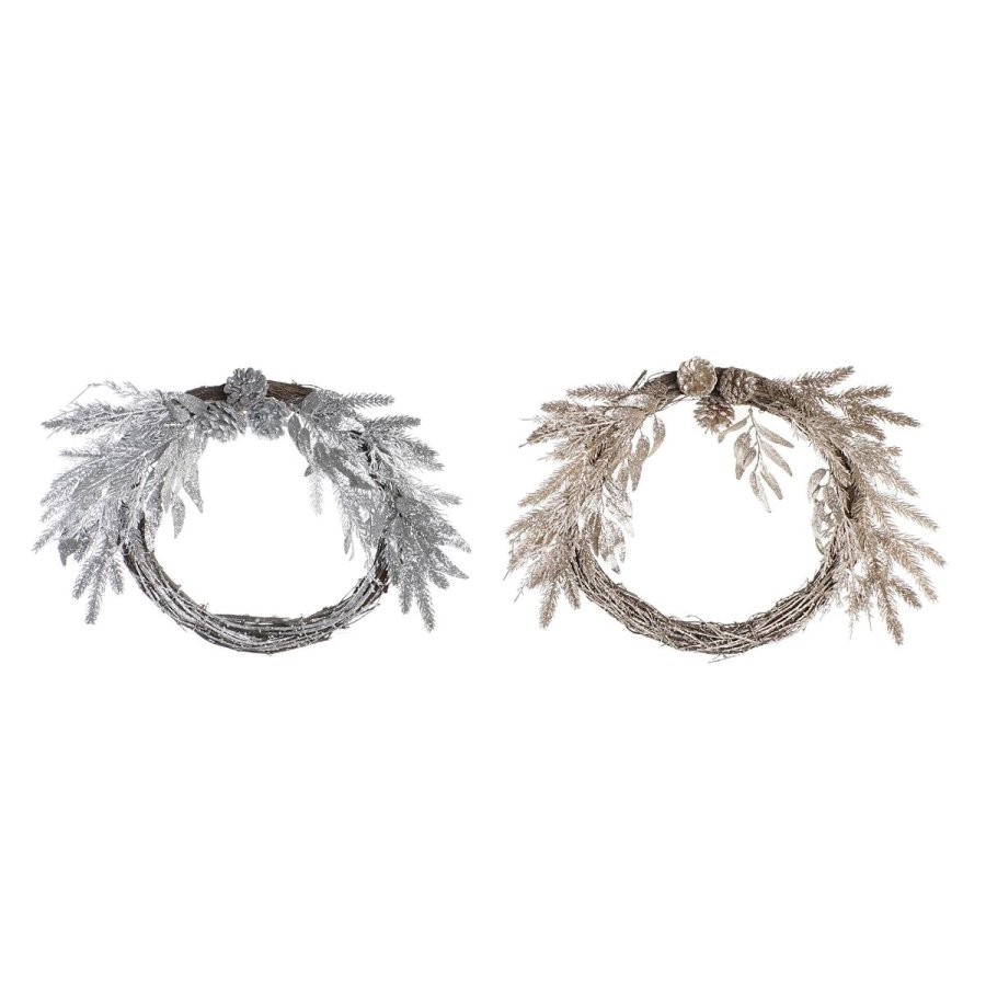 Adventskrans DKD Home Decor Metal Polyester (50 x 6 x 40 cm) (2 enheder) #1