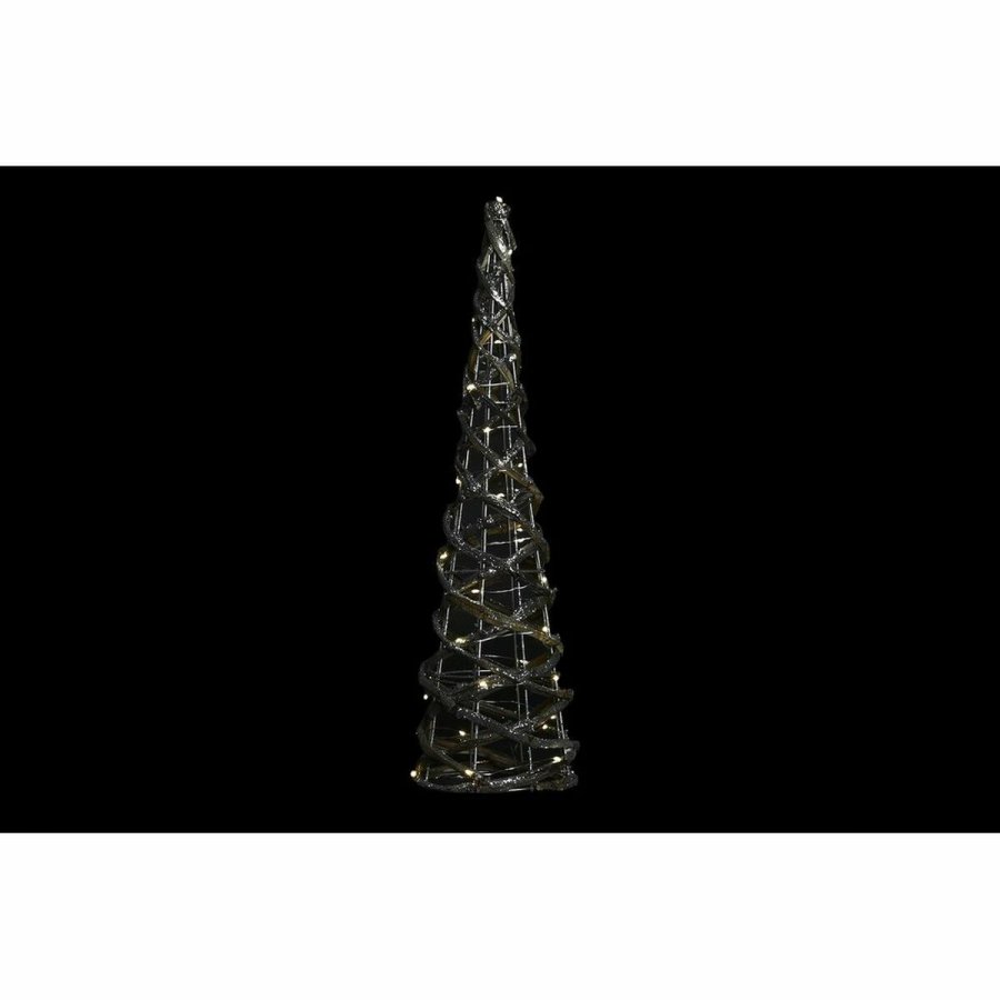 Indretning DKD Home Decor Slvfarvet Gylden Jul Kegler AA x 2, ikke inkluderet Spanskrr (19 x 19 x 62 cm) (2 enheder) #5