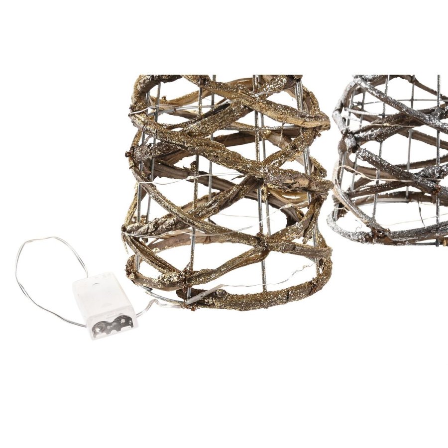 Indretning DKD Home Decor Slvfarvet Gylden Jul Kegler AA x 2, ikke inkluderet Spanskrr (19 x 19 x 62 cm) (2 enheder) #9