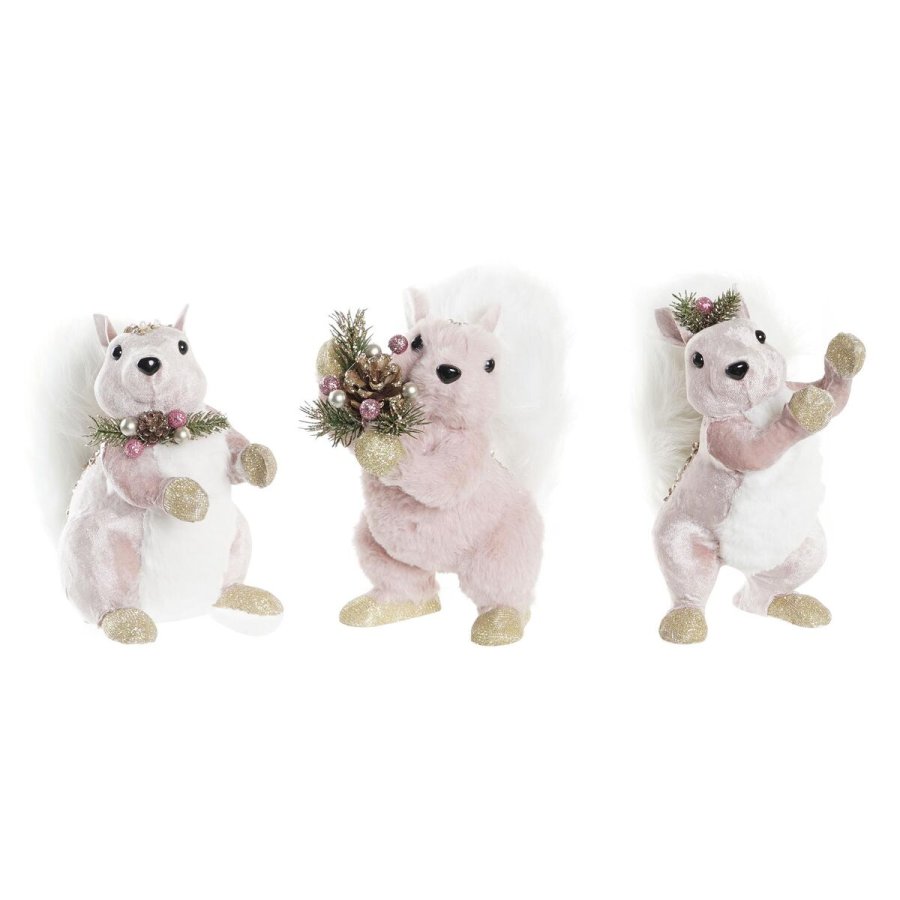 Julepynt DKD Home Decor Polyester Egern (13 x 16 x 21 cm) (3) (3 enheder) #1