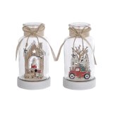Lysdekoration DKD Home Decor Jul Natur Hus (2 enheder) (9 x 9 x 17 cm) #1
