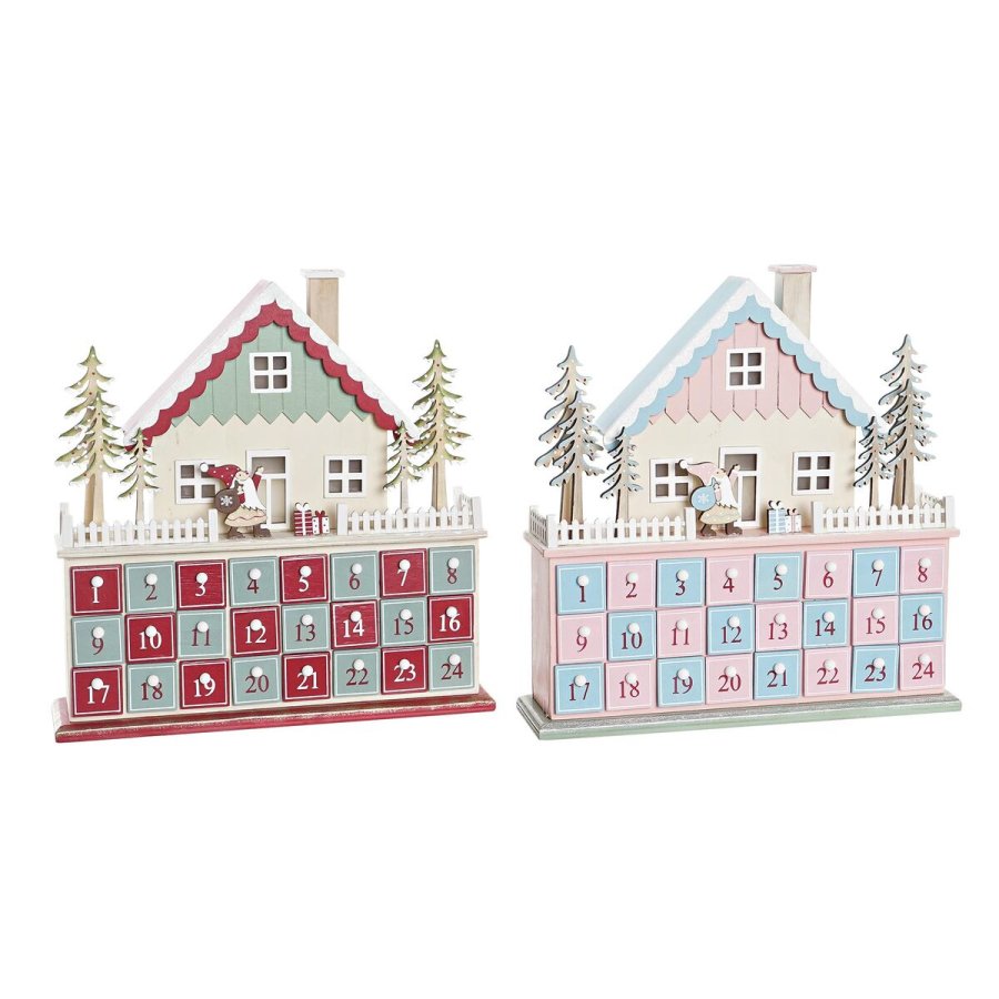 Adventskalender DKD Home Decor Tr Hus (32 x 8 x 33 cm) (2 enheder) #1