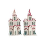 Julepynt DKD Home Decor Hus MDF (13 x 8 x 28 cm) (2 enheder) #1