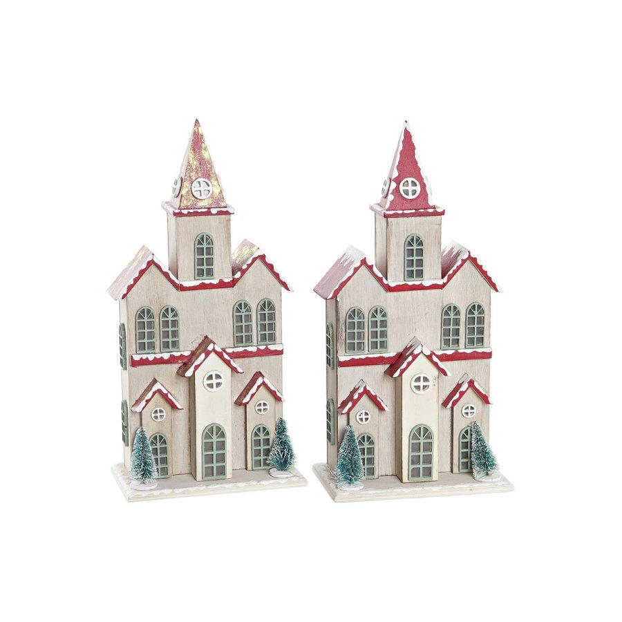 Julepynt DKD Home Decor Hus MDF (13 x 8 x 28 cm) (2 enheder) #1