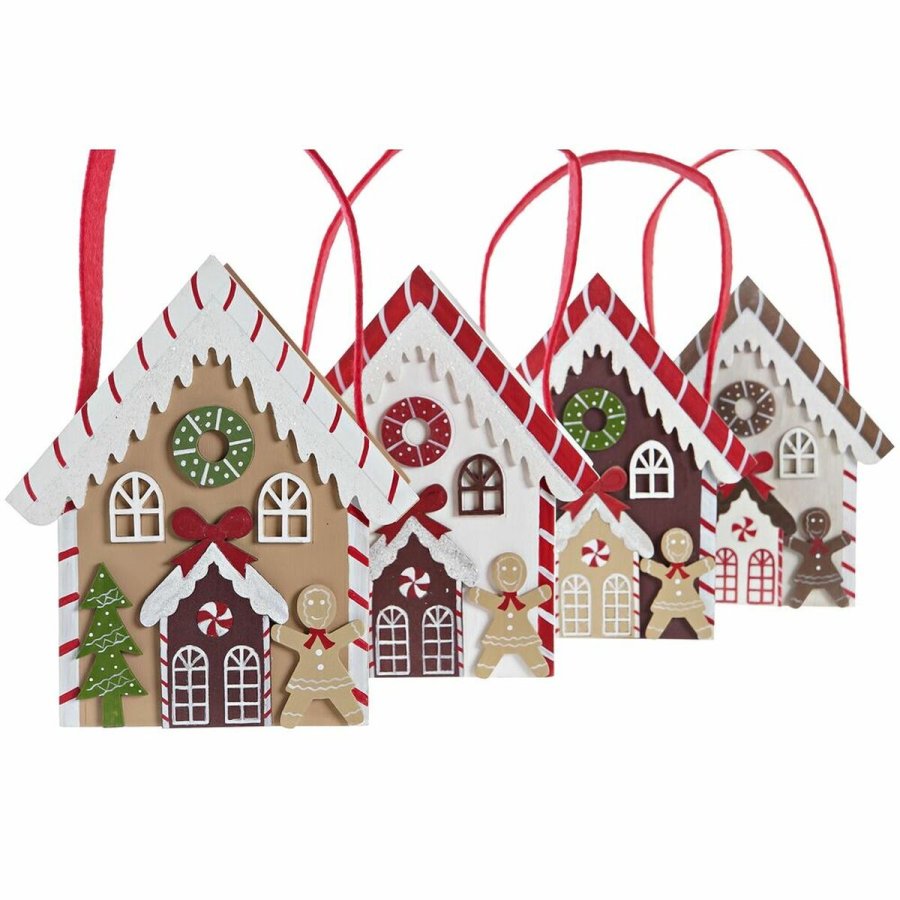 Julepynt DKD Home Decor Tr Hus (13 x 7 x 15 cm) (4 enheder) #9